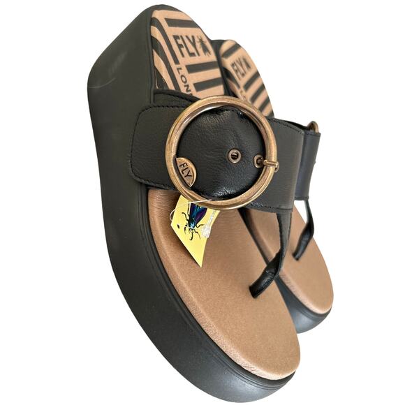 Fly London DAFI938FLY Buckle Mules Sandals - Glamorous Comfort in Black - SZ 7.5 - Picture 7 of 9